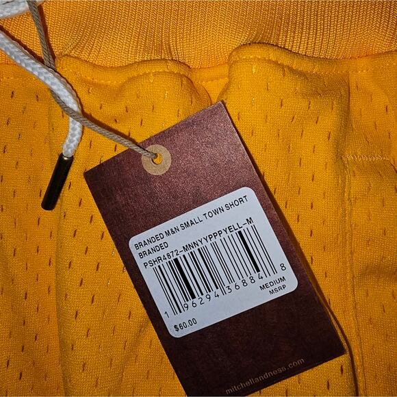NWT Mitchell and Ness Men's Size Medium Small Town Yellow Shorts - Picture 2 of 3